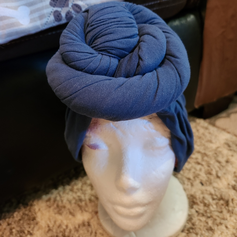 Elegant Blue Turban Headwrap M/L New